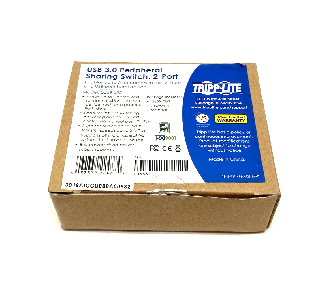 U359-002 | Tripp Lite USB 3.0 Gen 1 Peripheral Sharing Switch 2-Port - New - Maverick Industrial Sales