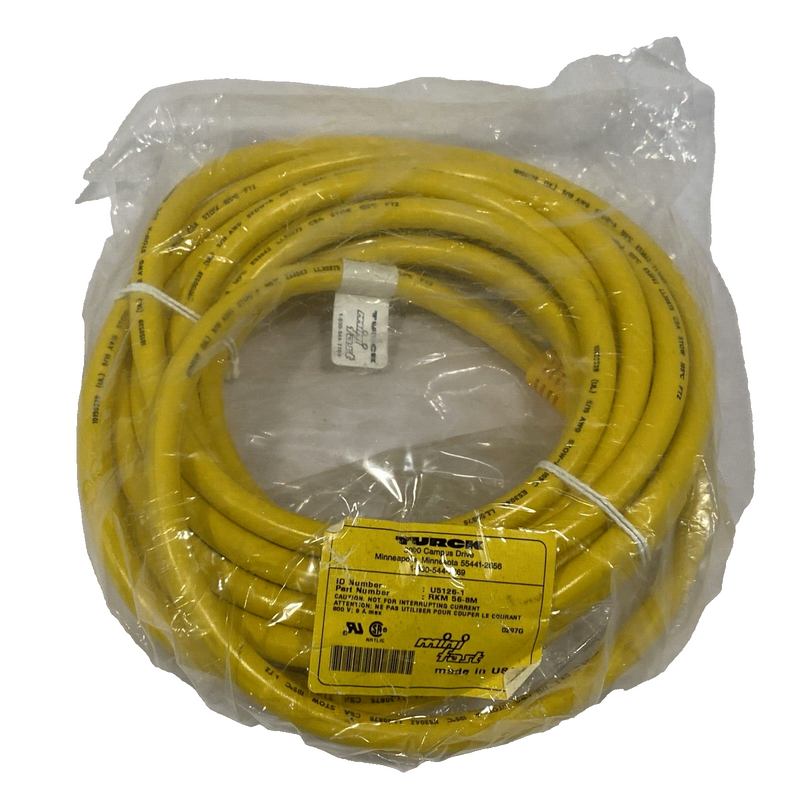 Turck RKM 56-8M Minifast Single Ended Mating Cable 5-Pin 7/8-16 U5126-1 - Maverick Industrial Sales