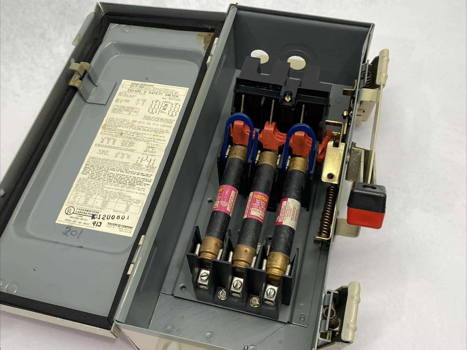 H361A | Schneider Square D Safety Switch, Heavy duty, Fusible, 30A 3-Pole 20HP - Used - Maverick Industrial Sales