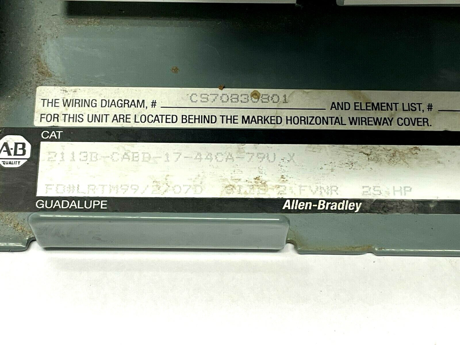 Allen Bradley 2113B-CABD-17-44CA-79U Motor Control Center Unit 25HP - Maverick Industrial Sales