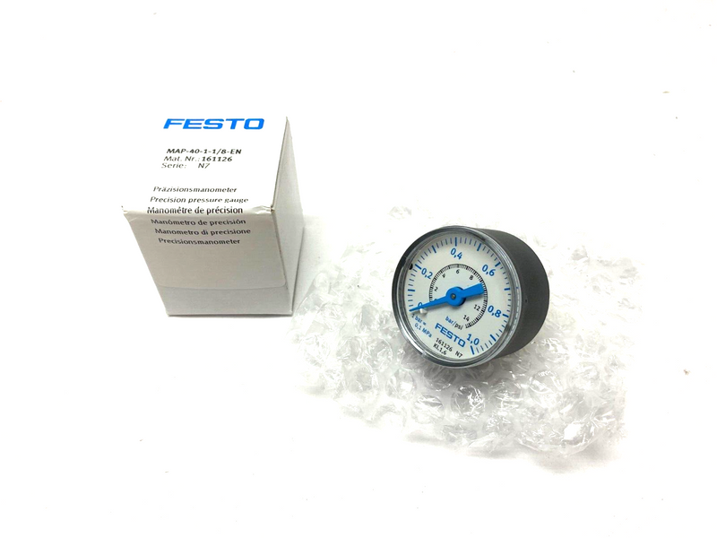 Festo MAP-40-1-1/8-EN Precision Pressure Gauge 1/8" NPT Back Connection 161126 - Maverick Industrial Sales