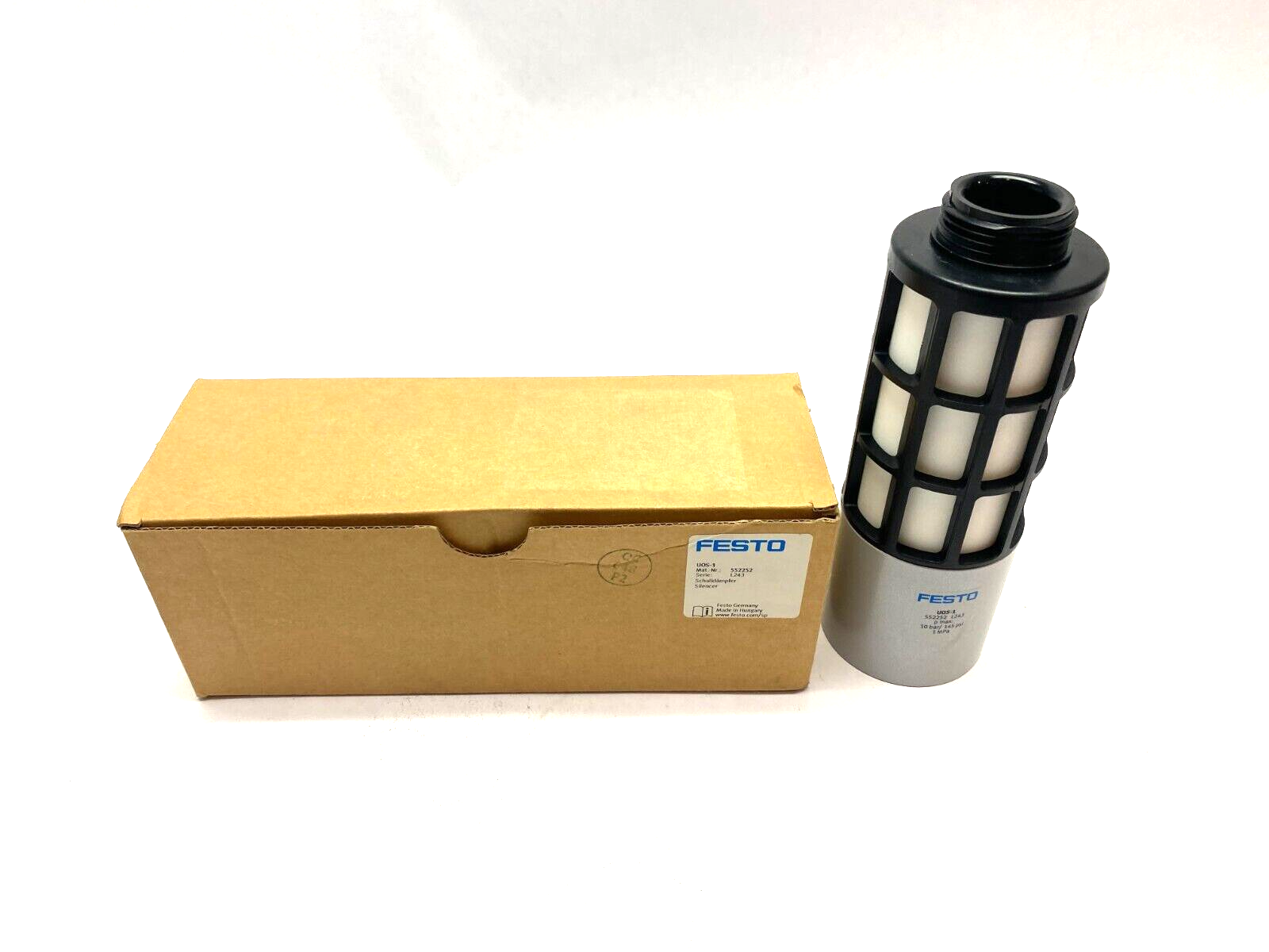 Festo UOS-1 Series J443 Pneumatic Silencer, 10 bar/145 PSI 1.0 Mpa Max 552252 - Maverick Industrial Sales
