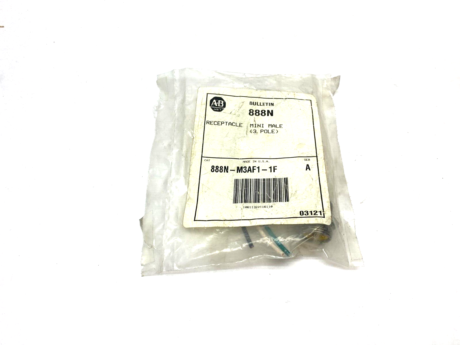 Allen Bradley 888N-M3AF1-1F Ser. A Mini-Male Receptacle 3-Pole 600V AC/DC - Maverick Industrial Sales