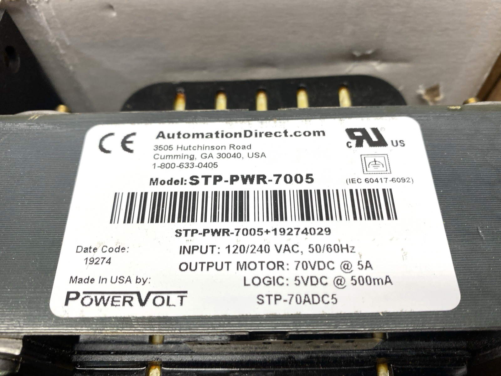 Automation Direct STP-PWR-7005 Linear Power Supply 70VDC 5A - Maverick Industrial Sales