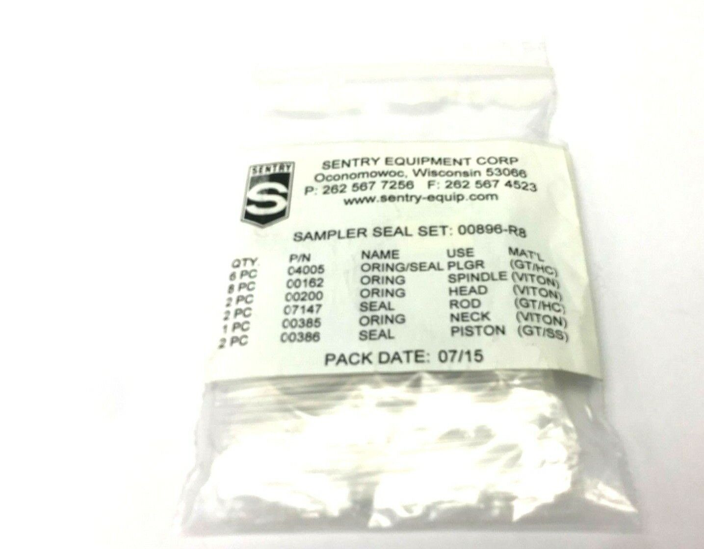 Sentry Equipment 00896-R8 Sampler Seal Set - Maverick Industrial Sales