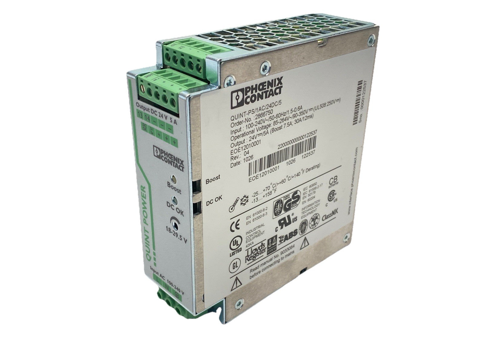 QUINT-PS/1AC/24DC/5 | Phoenix Contact Power Supply 2866750 - Used - Maverick Industrial Sales