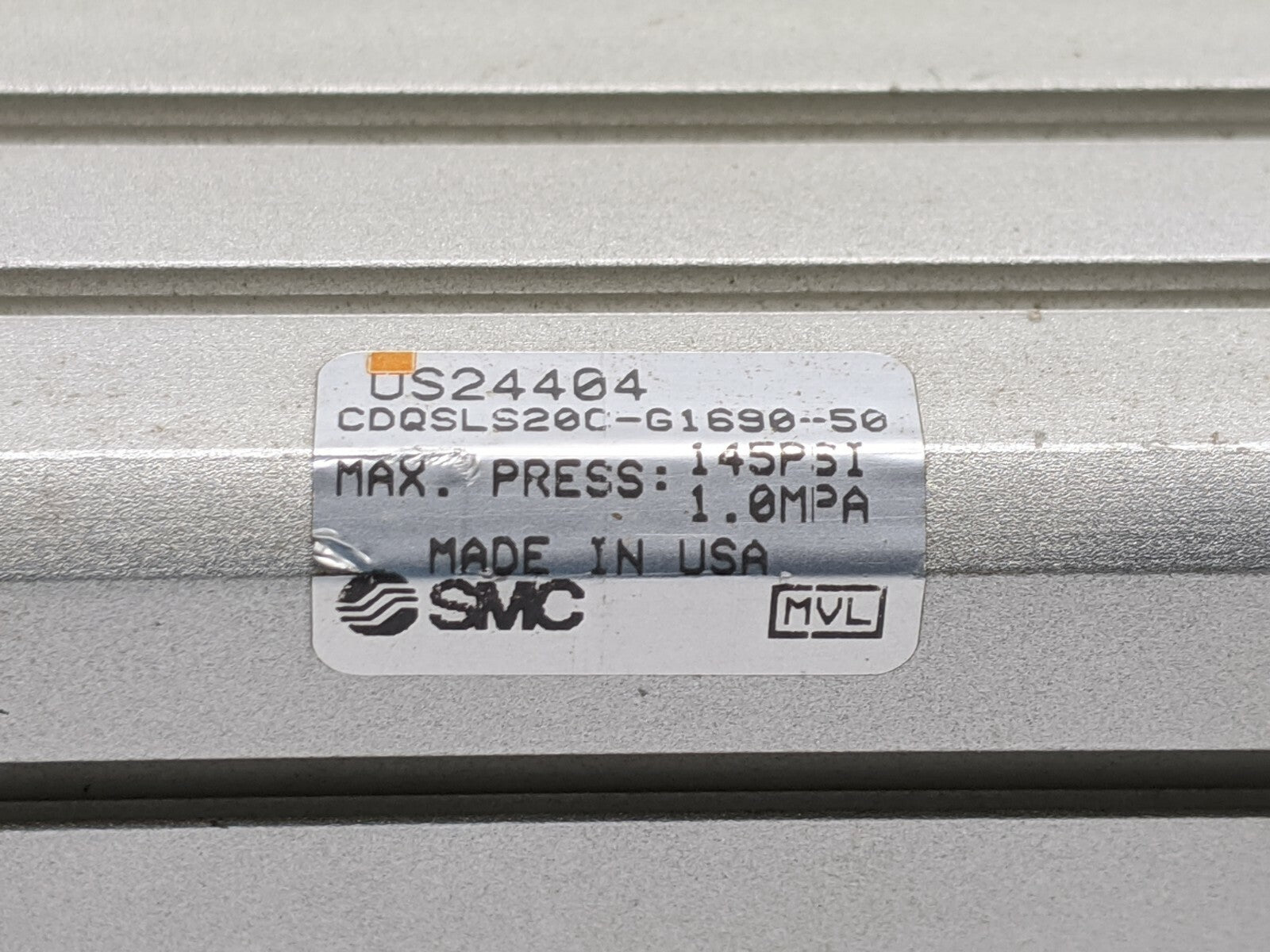 SMC US24404 CDQSLS20C-G1690-50 Compact Cylinder 20mm Bore 50mm Stroke w/Brackets - Maverick Industrial Sales
