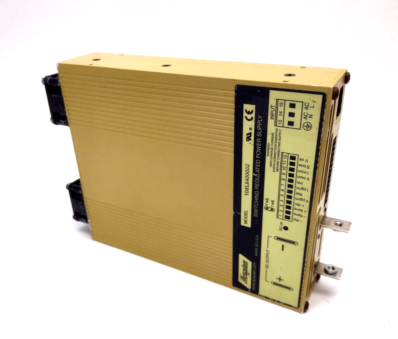 Acopian Y08LX4000D2 Switching Regulated Power Supply 90-265 VAC or 110-350 VDC - Maverick Industrial Sales