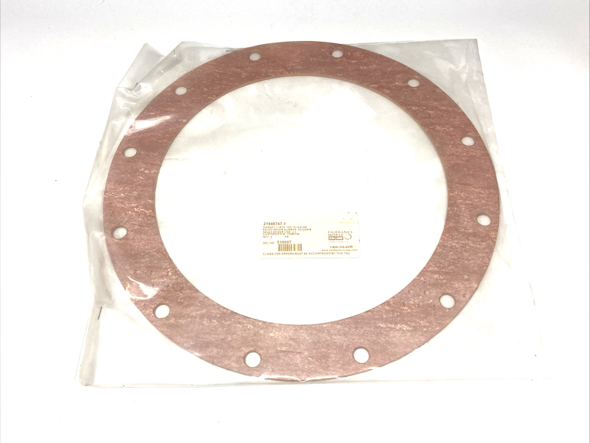 Fairbanks Morse 21548747-1 Heavy-Duty Ring Gasket 1/16TK 12" ID 16" OD LOT OF 2 - Maverick Industrial Sales