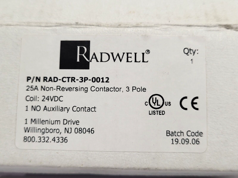 Radwell RAD-CTR-3P-0012 Contactor 3RT1026-1BB40-SUB 3-Pole 24VDC - Maverick Industrial Sales