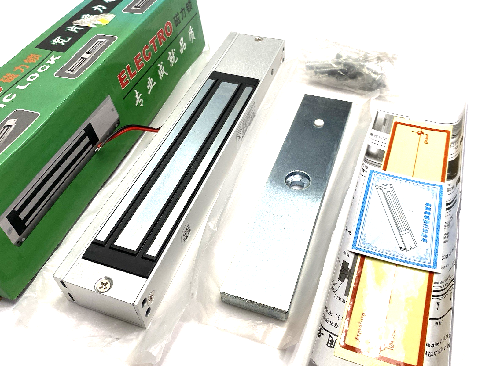 571334 | Surface Mount Electromagnetic Door Lock w/ LEDs, Hardware & Plate 12V - New – Open box - Maverick Industrial Sales