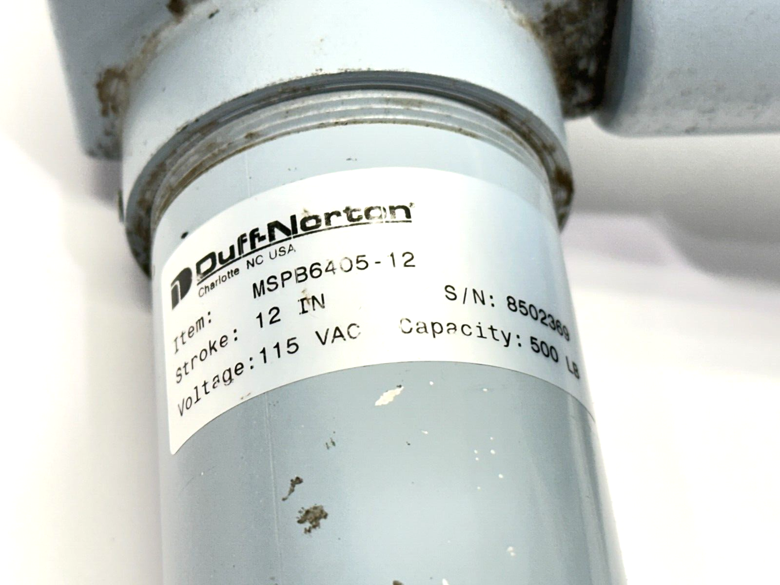 Duff Norton MSPB6405-12 Linear Actuator 500lb Capacity 12" Stroke 115VAC - Maverick Industrial Sales