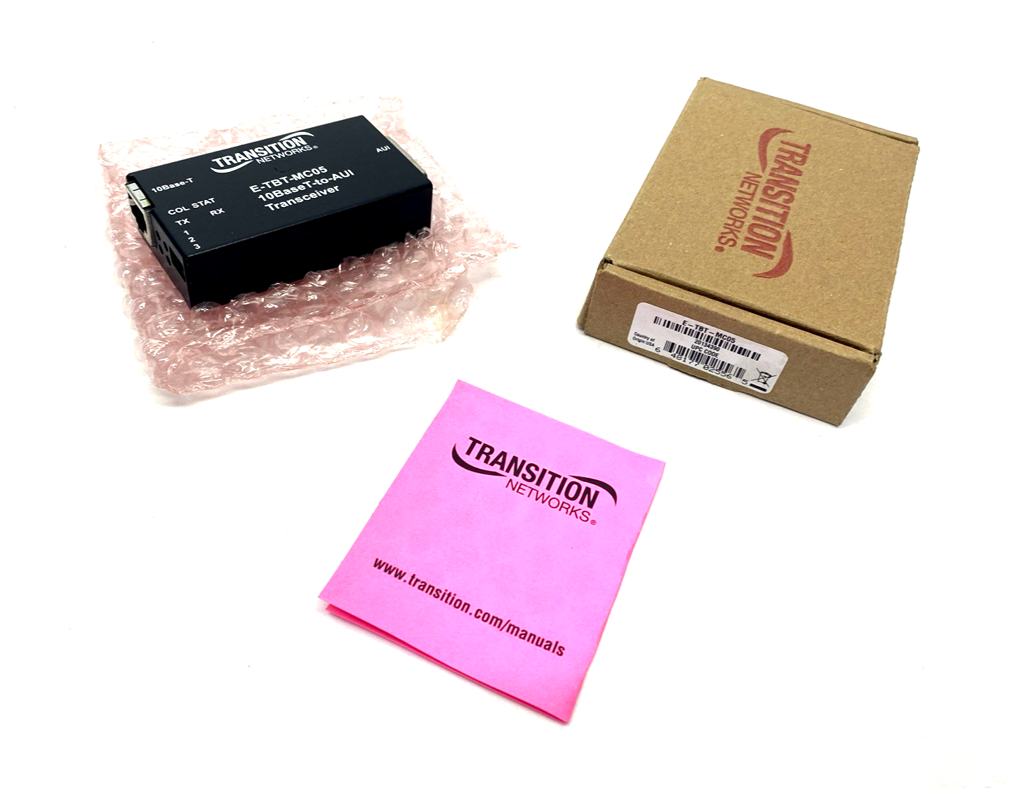Transition Networks E-TBT-MC05 Stand-Alone Ethernet Transceiver 10BaseT-to-AUI - Maverick Industrial Sales