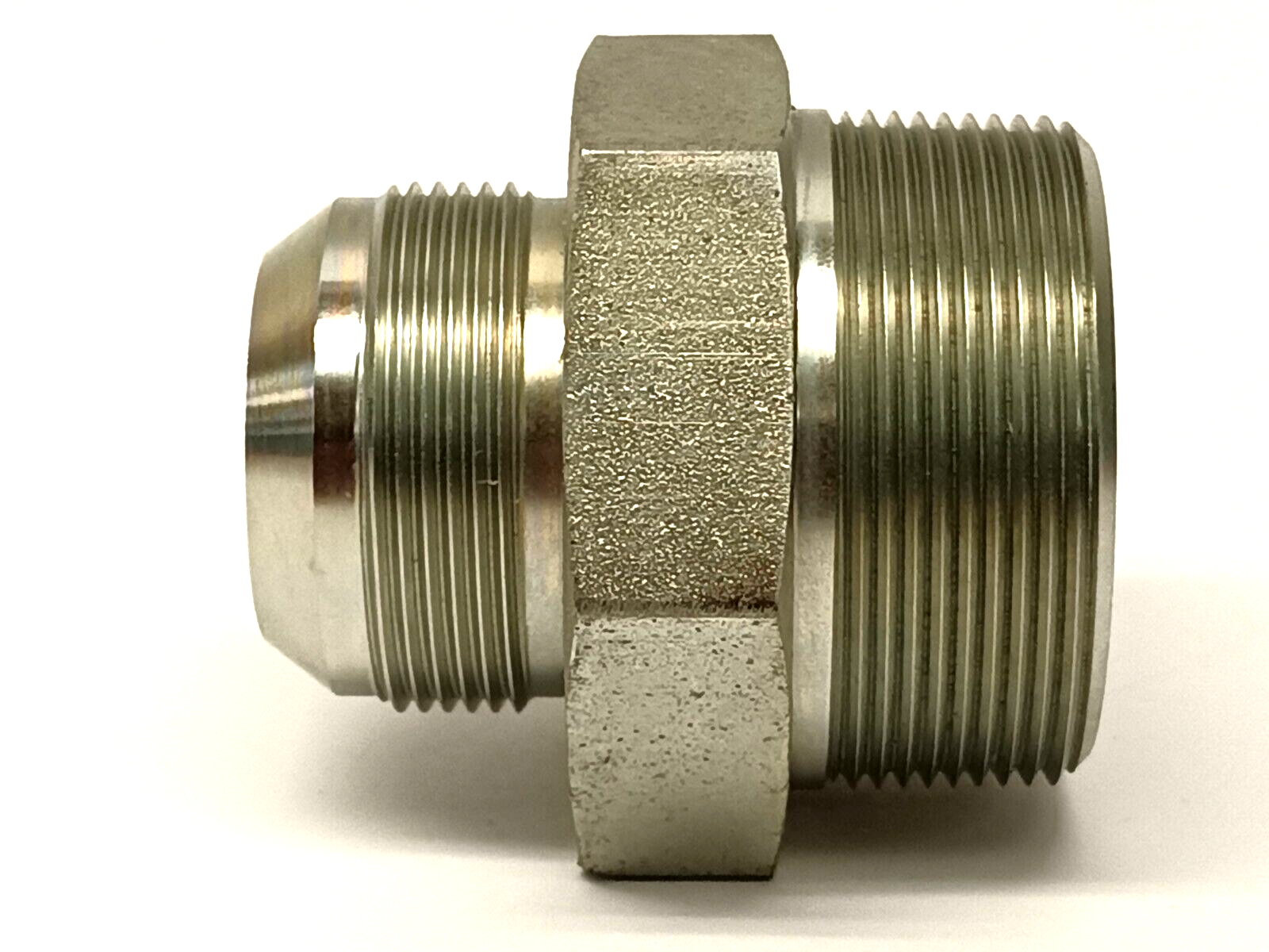 Stainless Steel Male Pipe Connector JIC 1-7/8" Thread x 2" NPT - Maverick Industrial Sales