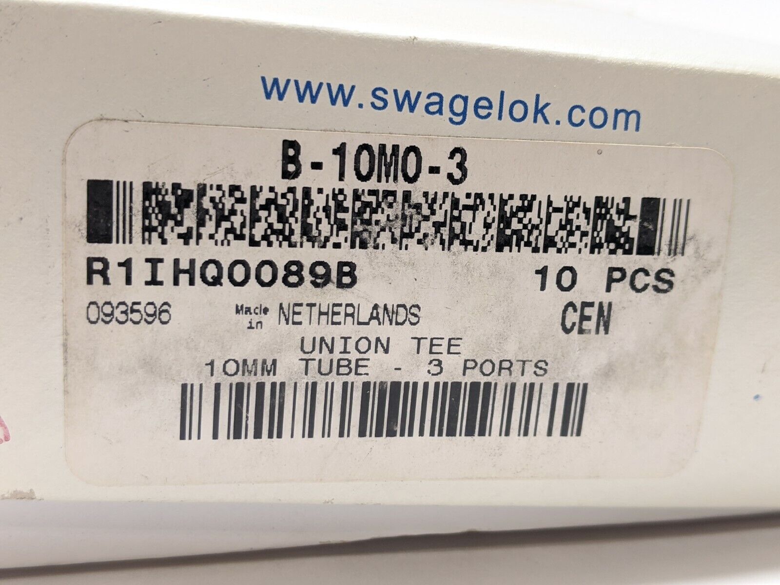Swagelok B-10M0-3 Brass Tube Fitting Union Tee 10mm - Maverick Industrial Sales