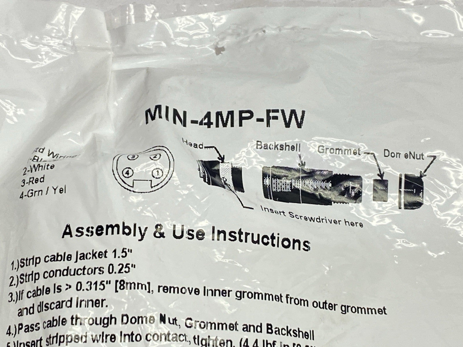 MIN-4MP-FW | Mencom Field Wireable Connector MIN Plug 4-Pole - New - Maverick Industrial Sales