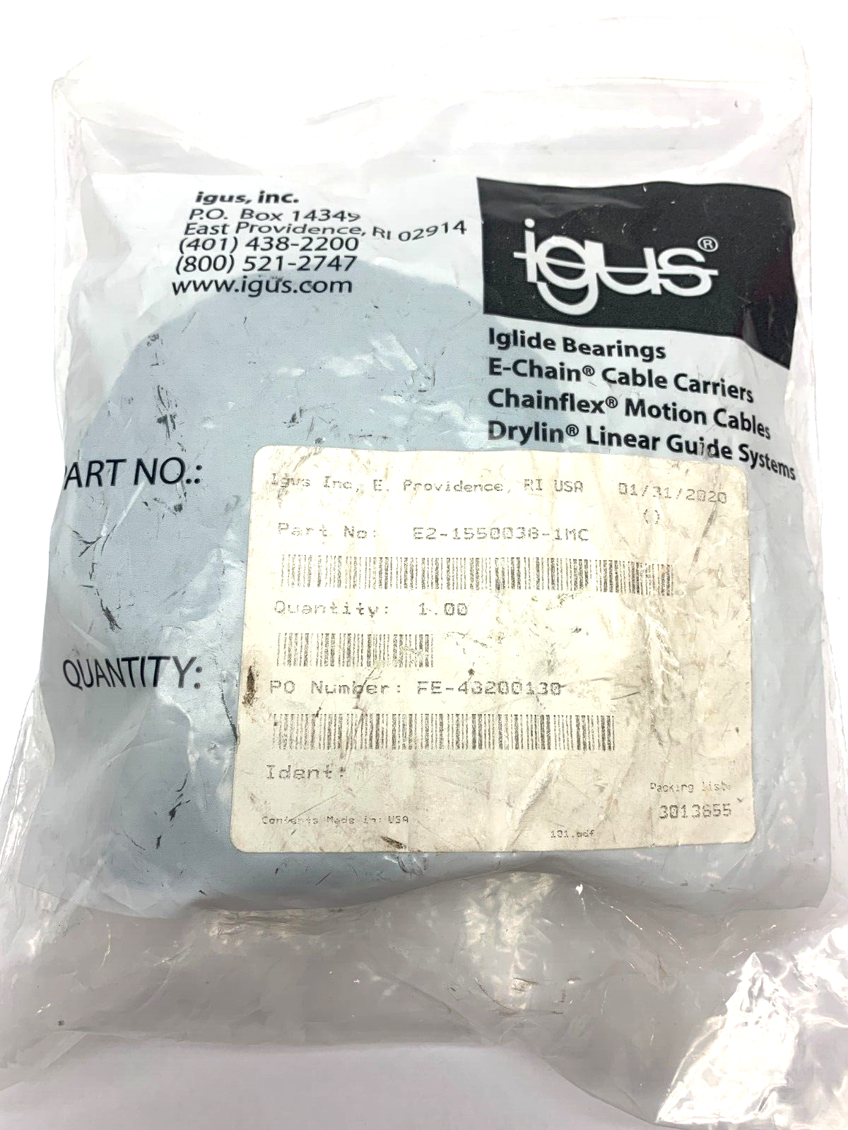 Igus E2-1550038-1MC Energy Chain Cable Carrier Chainflex Motion Cables - Maverick Industrial Sales