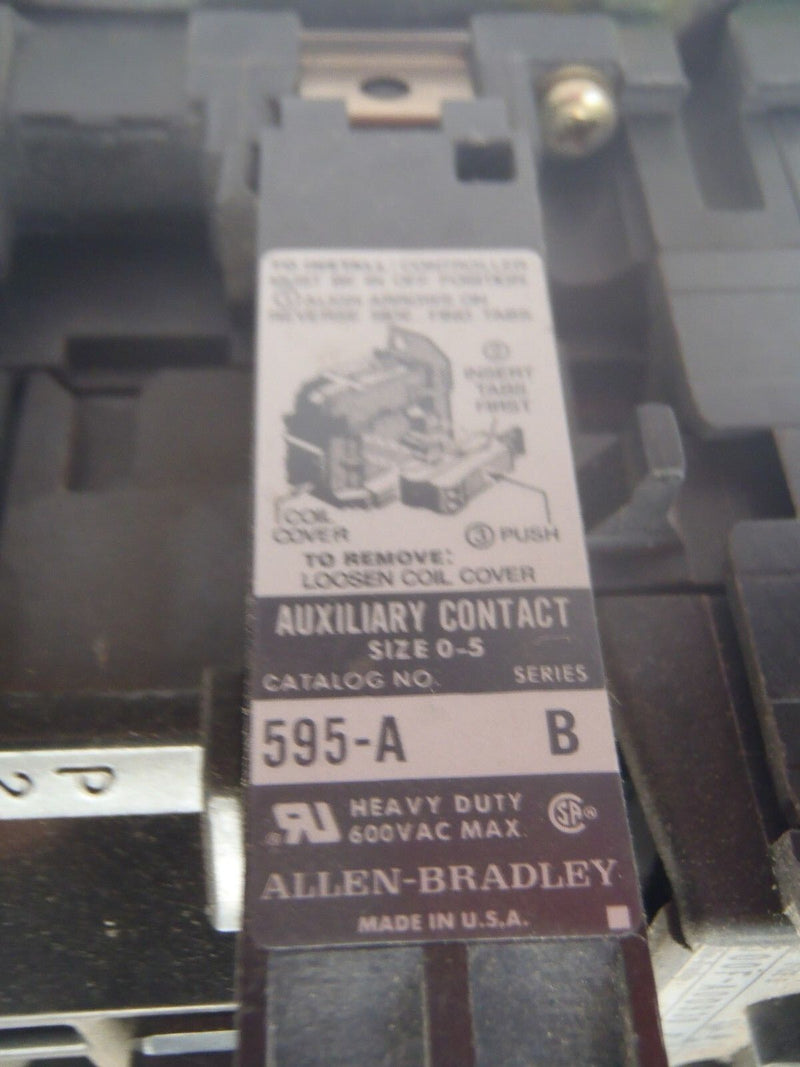 Allen Bradley 500F-A0D930 Series B Contactor 595-A Auxiliary Contact - Maverick Industrial Sales