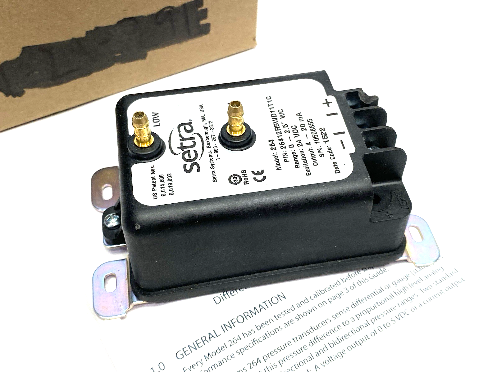 2641R25WD11T1C | Setra Differential Pressure Transmitter 0-2.5" WC CHIPPED PLASTIC - New – Open box - Maverick Industrial Sales