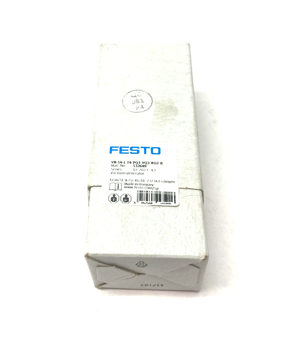 Festo VN-14-L-T4-PQ3-VQ3-RO2-B T-Shape Vacuum Generator 2/2 Valve 532649 - Maverick Industrial Sales