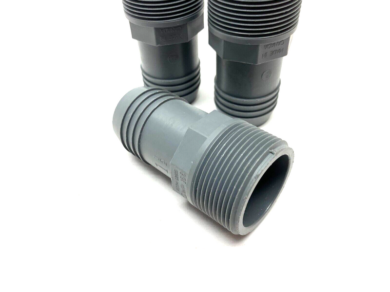 Straight Barbed PVC Hose Fitting Gray 1-1/2" ASTM D2609, SWP 168, LOT OF 3 - Maverick Industrial Sales