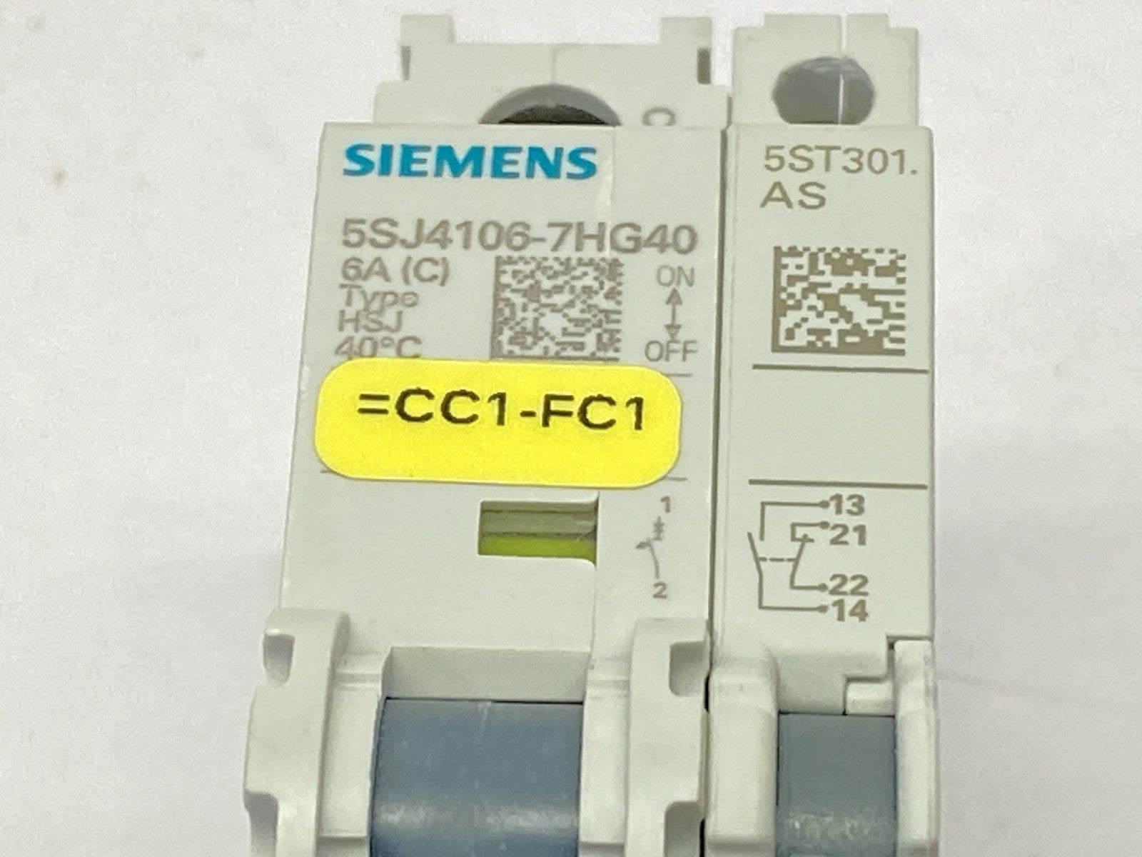 Siemens 5SJ4106-7HG40 Miniature Circuit Breaker 240V 1P 6A w/ 5ST3010 Switch - Maverick Industrial Sales