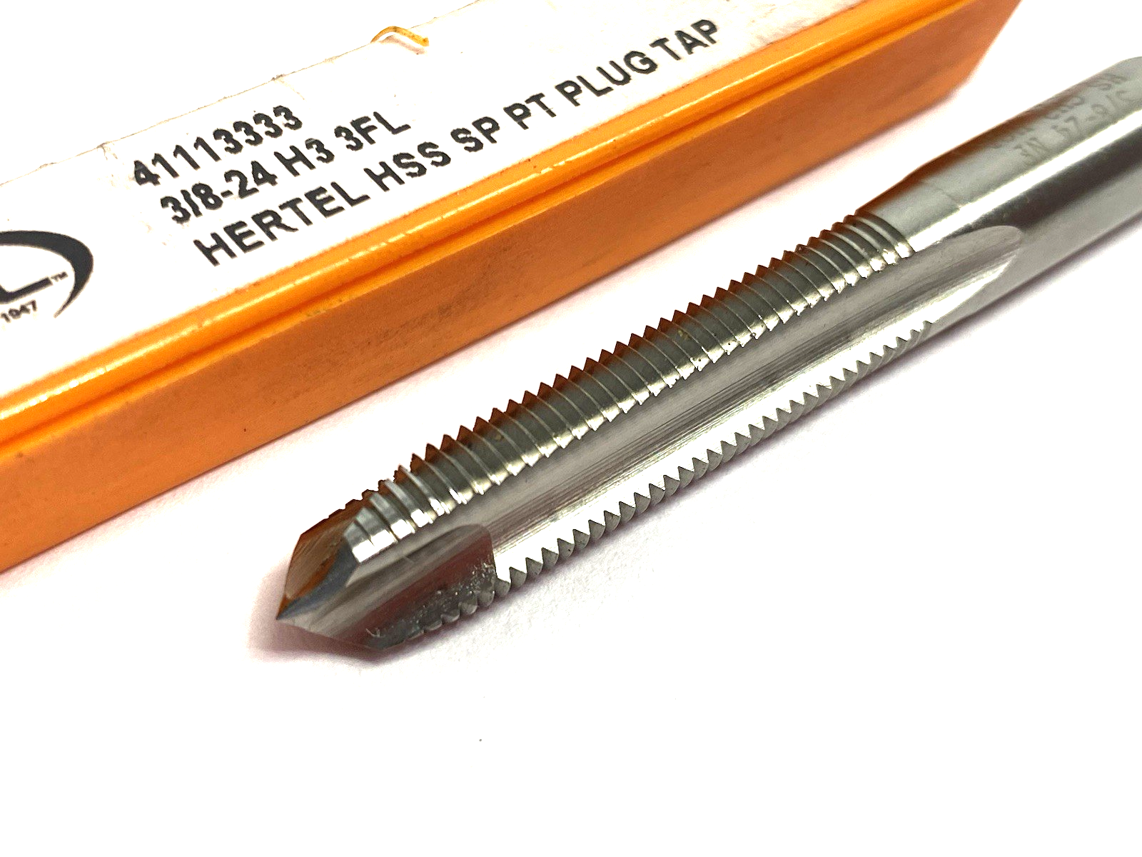 41113333 | Hertel 3/8-24 H3 3FL Hertel HSS Spiral Point Plug Tap Bit - New – Open box - Maverick Industrial Sales
