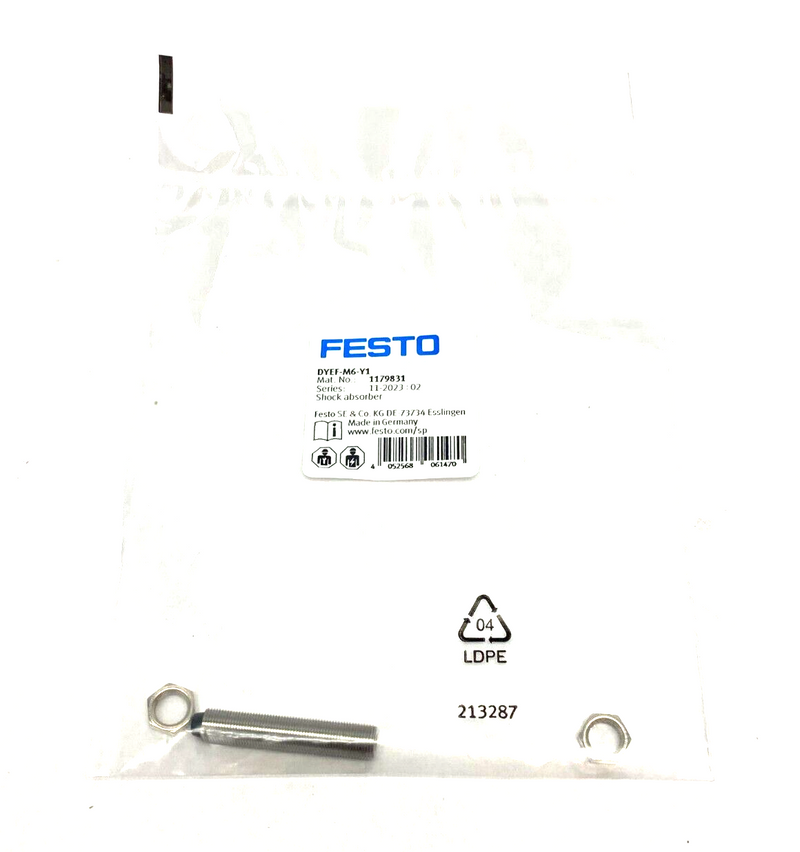 Festo DYEF-M6-Y1 Pneumatic Shock Absorber 1.5mm Stroke 1179831 - Maverick Industrial Sales