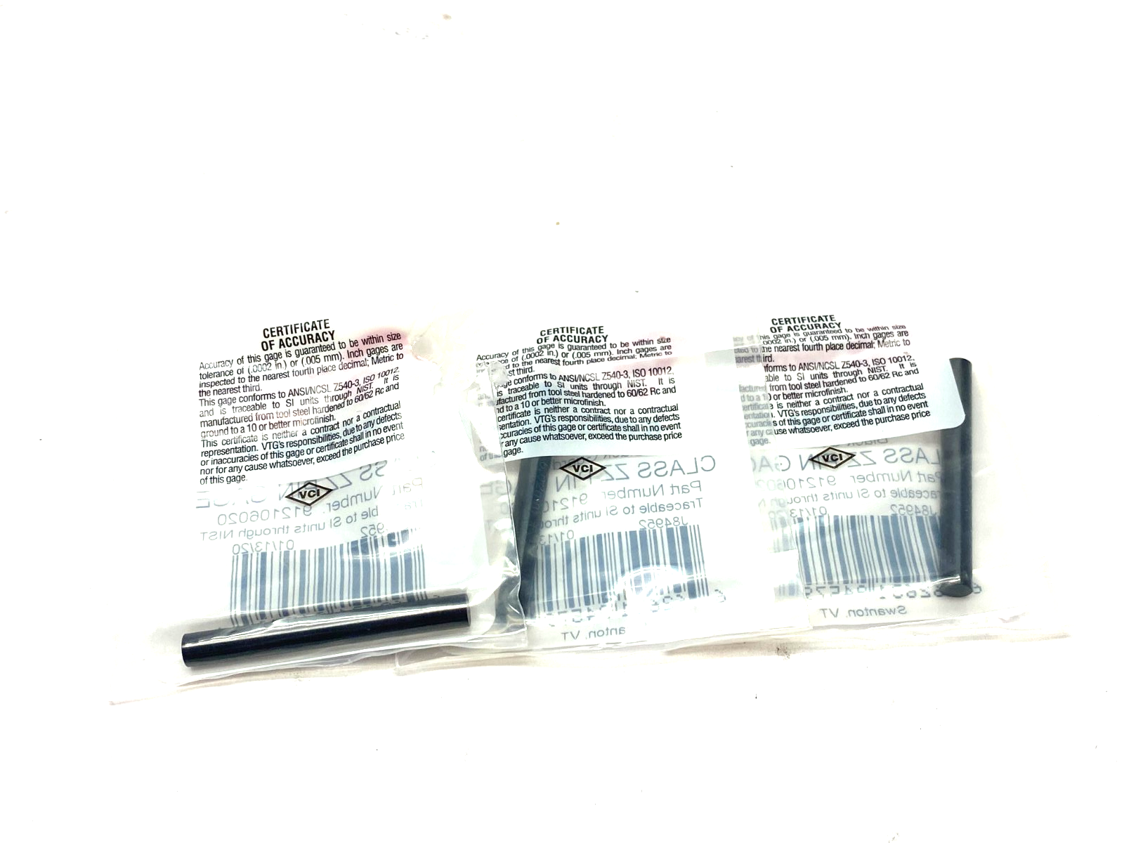 Vermont Gage 912106020 Black Guard Class ZZ Plus Pin Gage LOT OF 3 - Maverick Industrial Sales