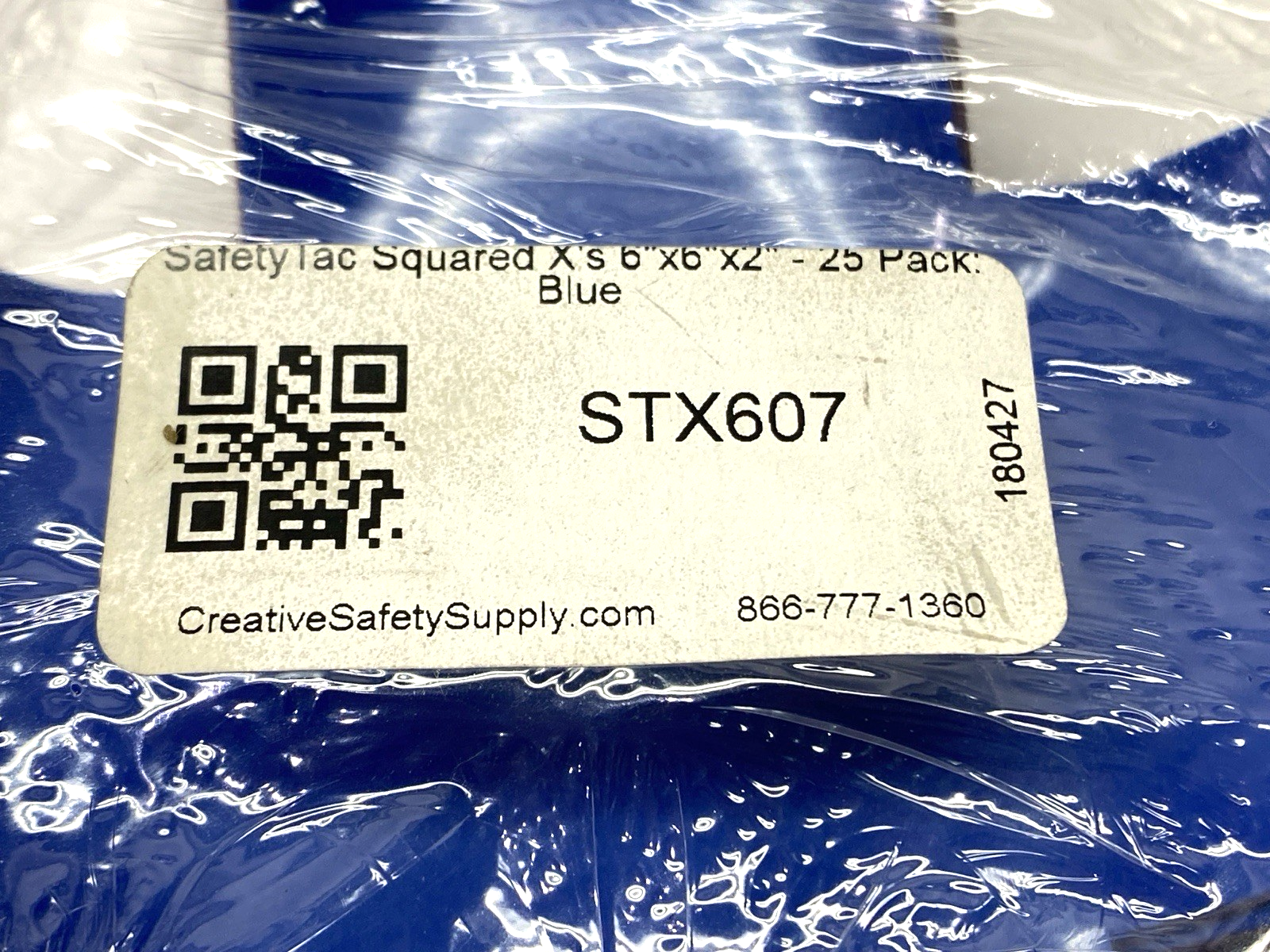 STX607 | SafetyTac Squared X's Blue Floor Marking Sticker TEAR IN BAG PKG OF 25 - New - Maverick Industrial Sales