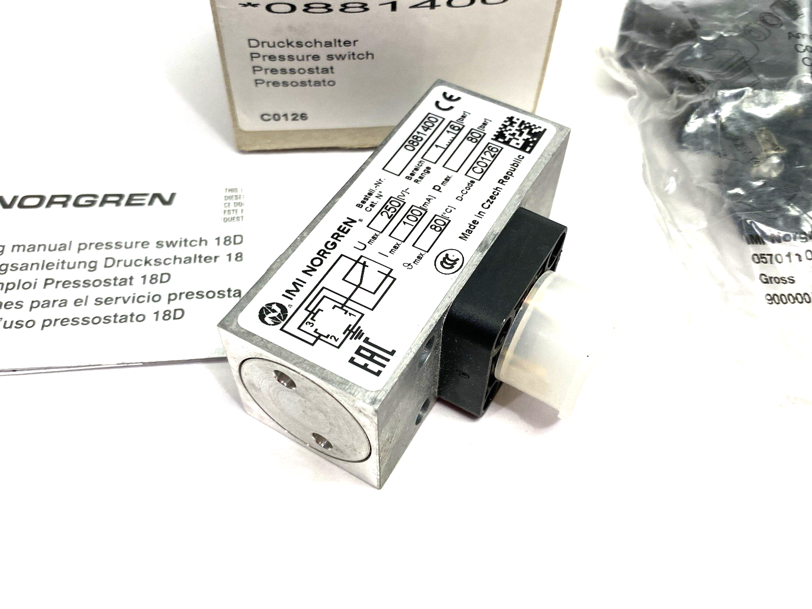 0881400 | IMI Norgren XSz Failure Indication Pressure Switch 1... 16bar - New – Open box - Maverick Industrial Sales