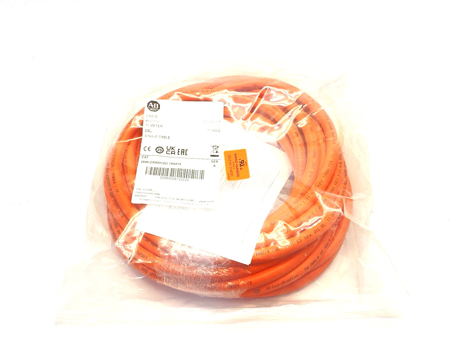 2090-CSWM1DG-18AA15 | Allen Bradley Ser A Kinetix DSL Single Power Cable 15m - New - Maverick Industrial Sales