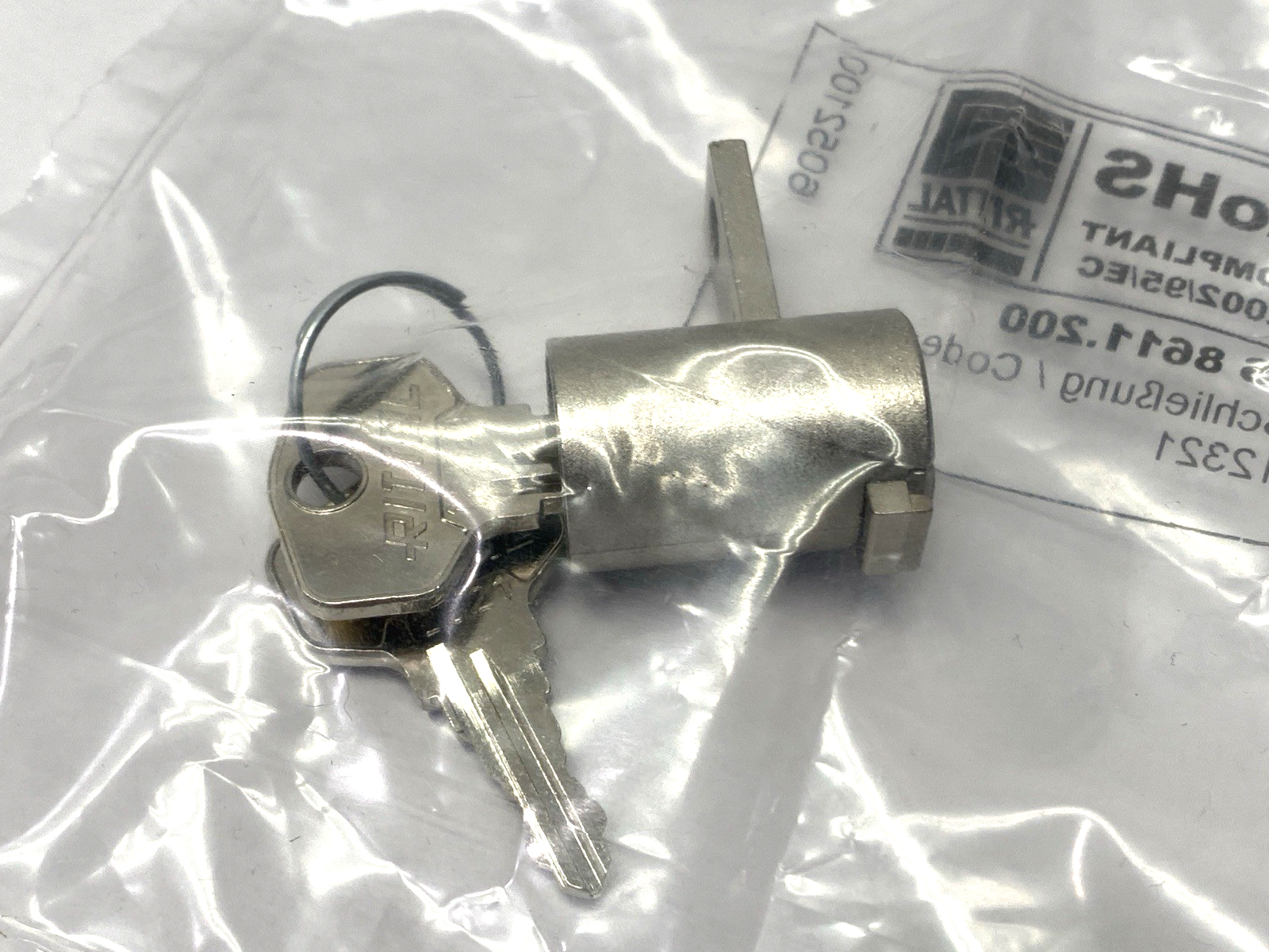 Rittal TS 8611.200 Lock and Pushbutton Insert for Handle Systems w/ 2 Keys - Maverick Industrial Sales