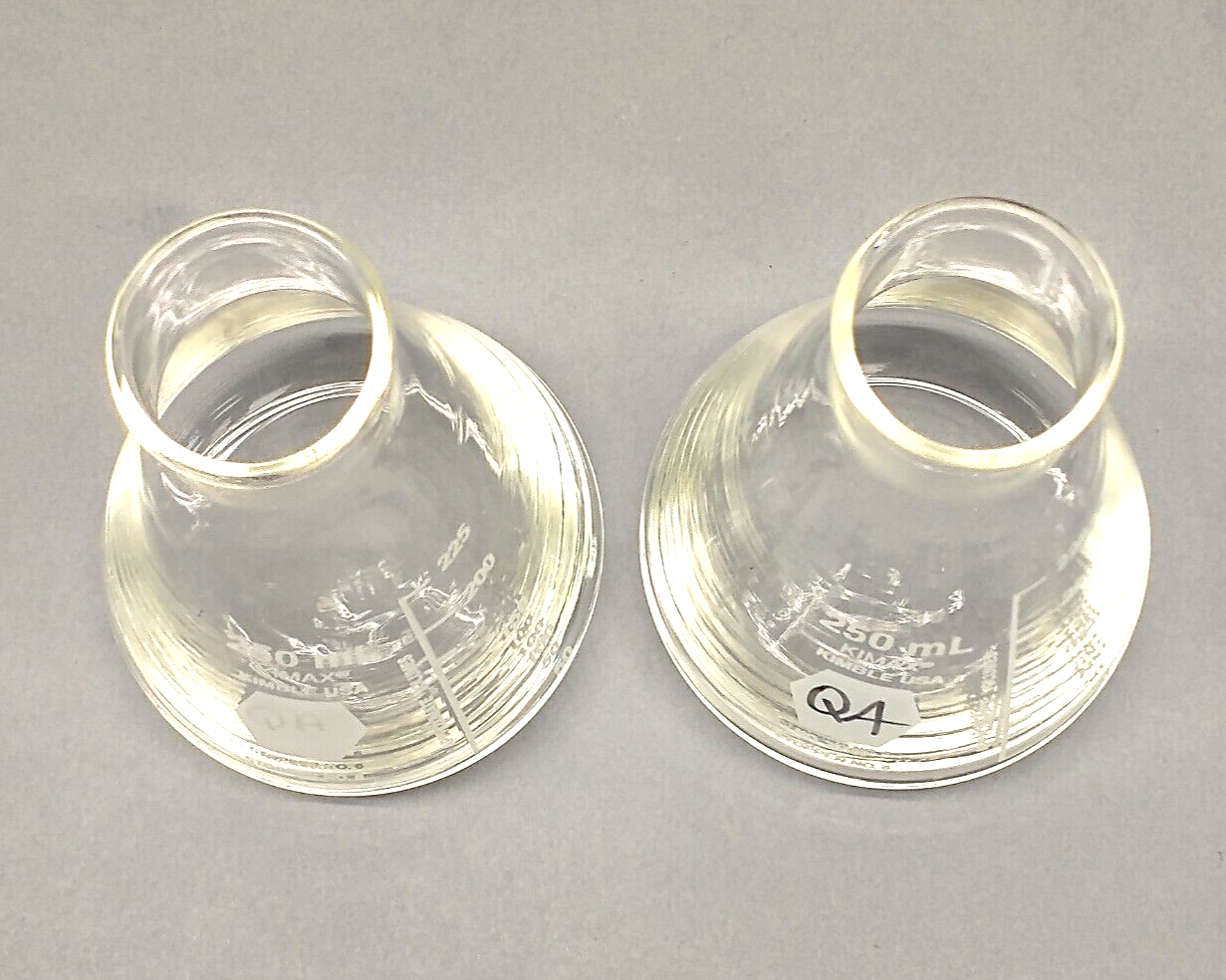 Kimble Kimax (2) 26500-250 250mL & 26650-125 125mL Erlenmeyer Flask SET OF 3 - Maverick Industrial Sales