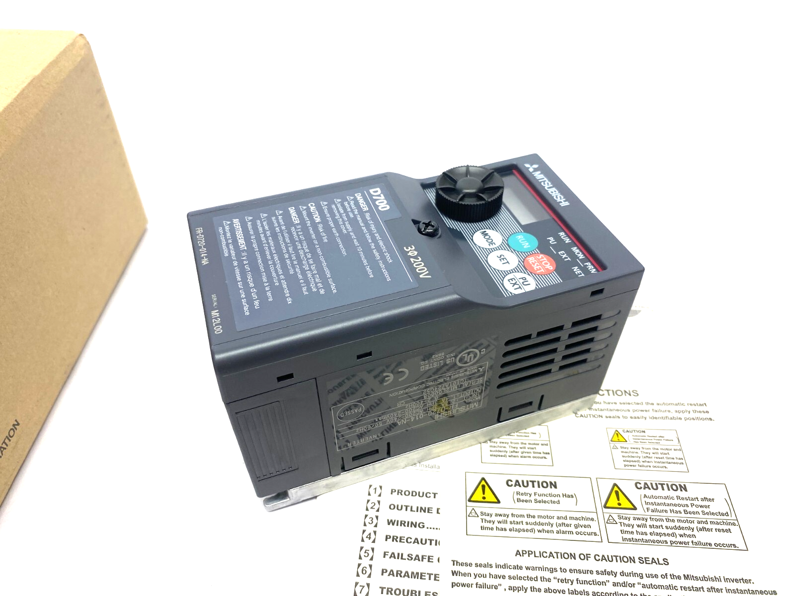 Mitsubishi FR-D720-014-NA Compact Variable Speed Drive 3Ph AC200-240V - Maverick Industrial Sales