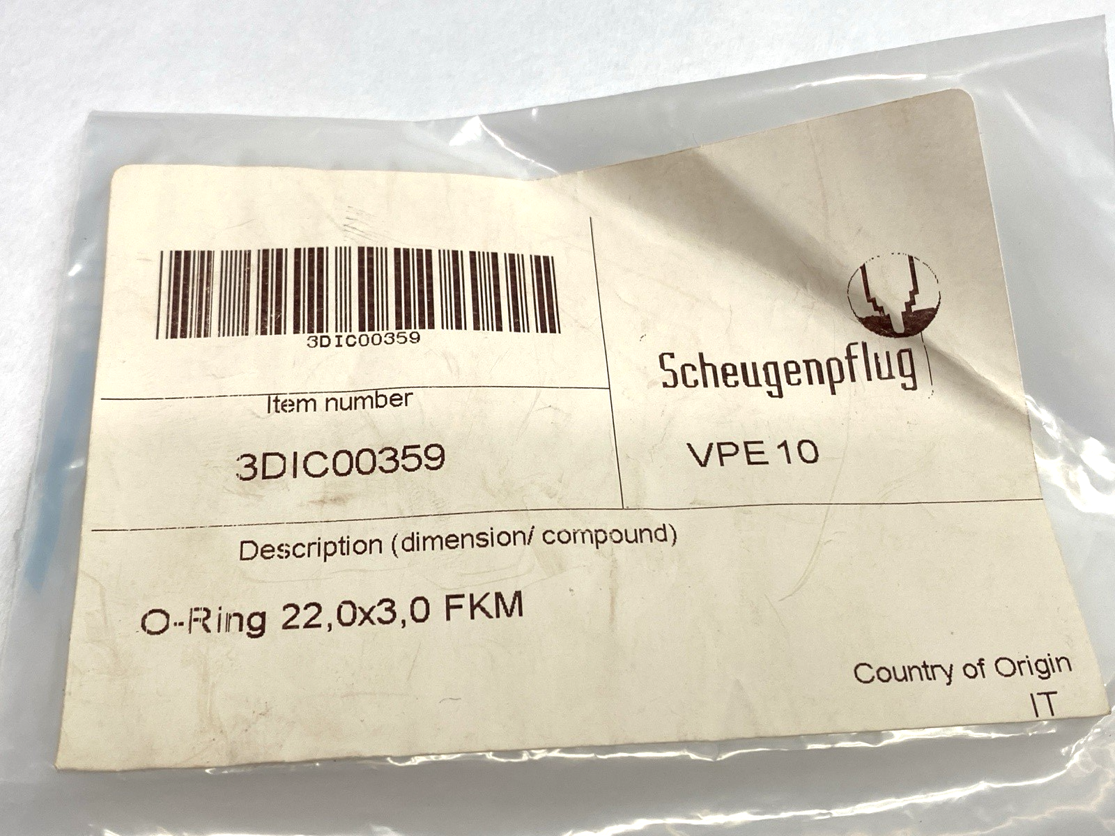Scheugenpflug 3DIC00359 O-Ring 22.0mm X 3.0mm FKM LOT OF 12 - Maverick Industrial Sales