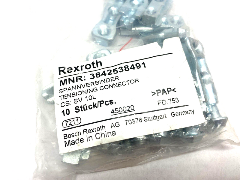 Bosch Rexroth 3842538491 Tensioning Connector SV 10L PKG OF 10 - Maverick Industrial Sales