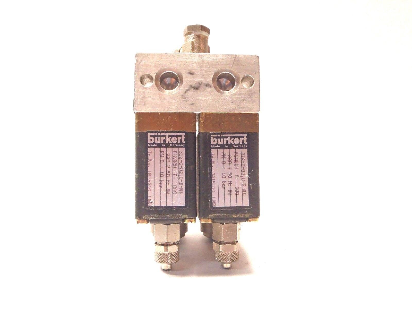 Burkert 312-C-02,0-B-MS FLNSCH-F-000 Solenoid Valves 041521Q LMPU 220V LOT OF 2 - Maverick Industrial Sales