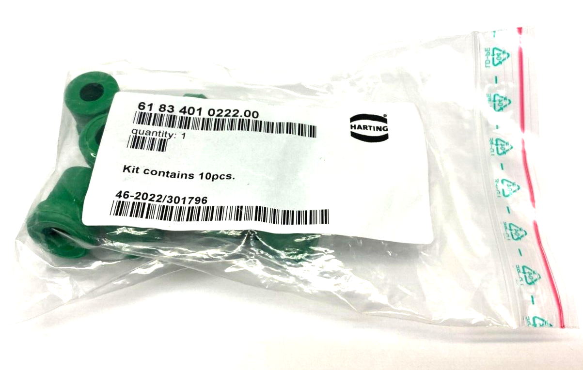 Harting 6183401022200 Cable Seal Insert 9-13mm For Y-Distributor GREEN PKG OF 10 - Maverick Industrial Sales