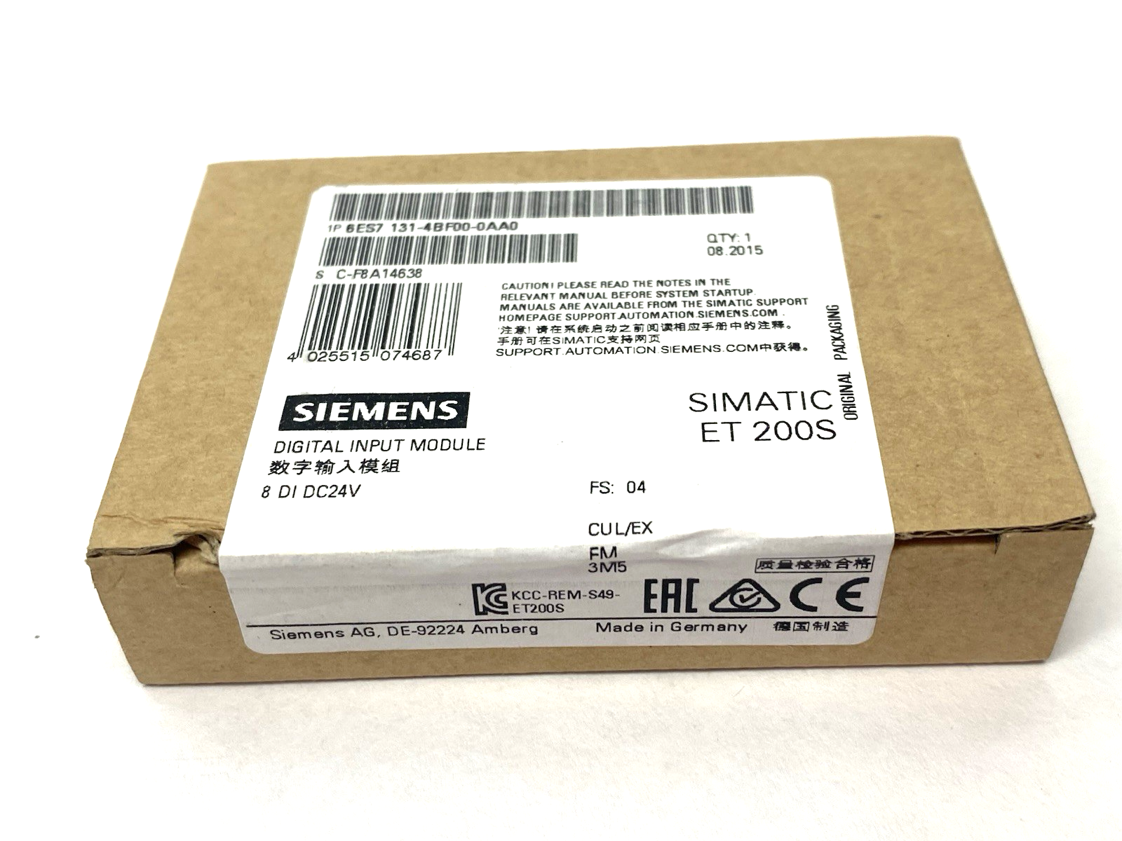 Siemens 6ES7131-4BF00-0AA0 SIMATIC ET 200S Digital Input Module 8 DI DC24V - Maverick Industrial Sales