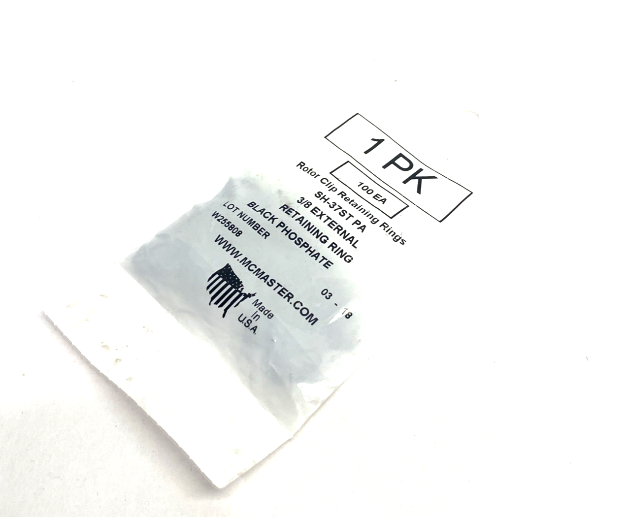 97633A170 External Retaining Ring for 3/8" OD, SH-37ST PA, 100-PACK - Maverick Industrial Sales