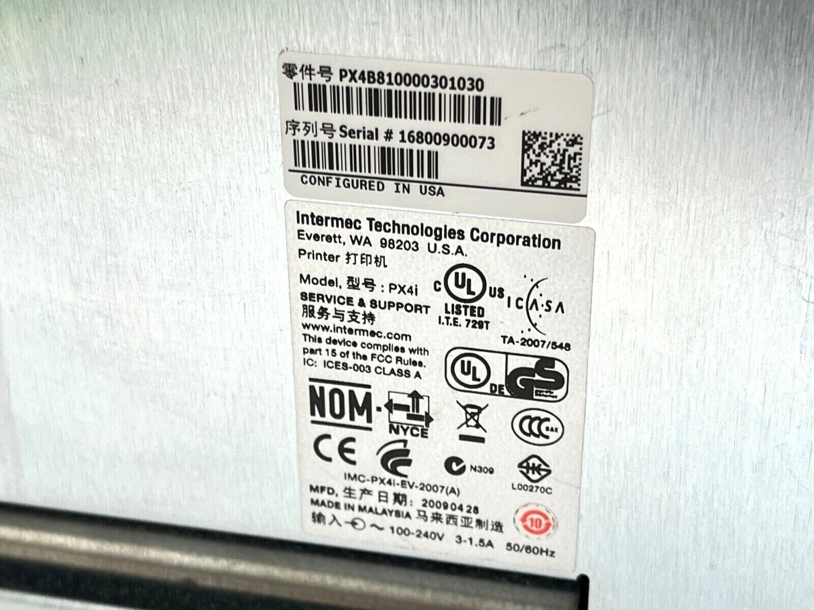 Intermec PX4i Label Printer EasyLAN Interface PX4B810000301030 MISSING COVER - Maverick Industrial Sales
