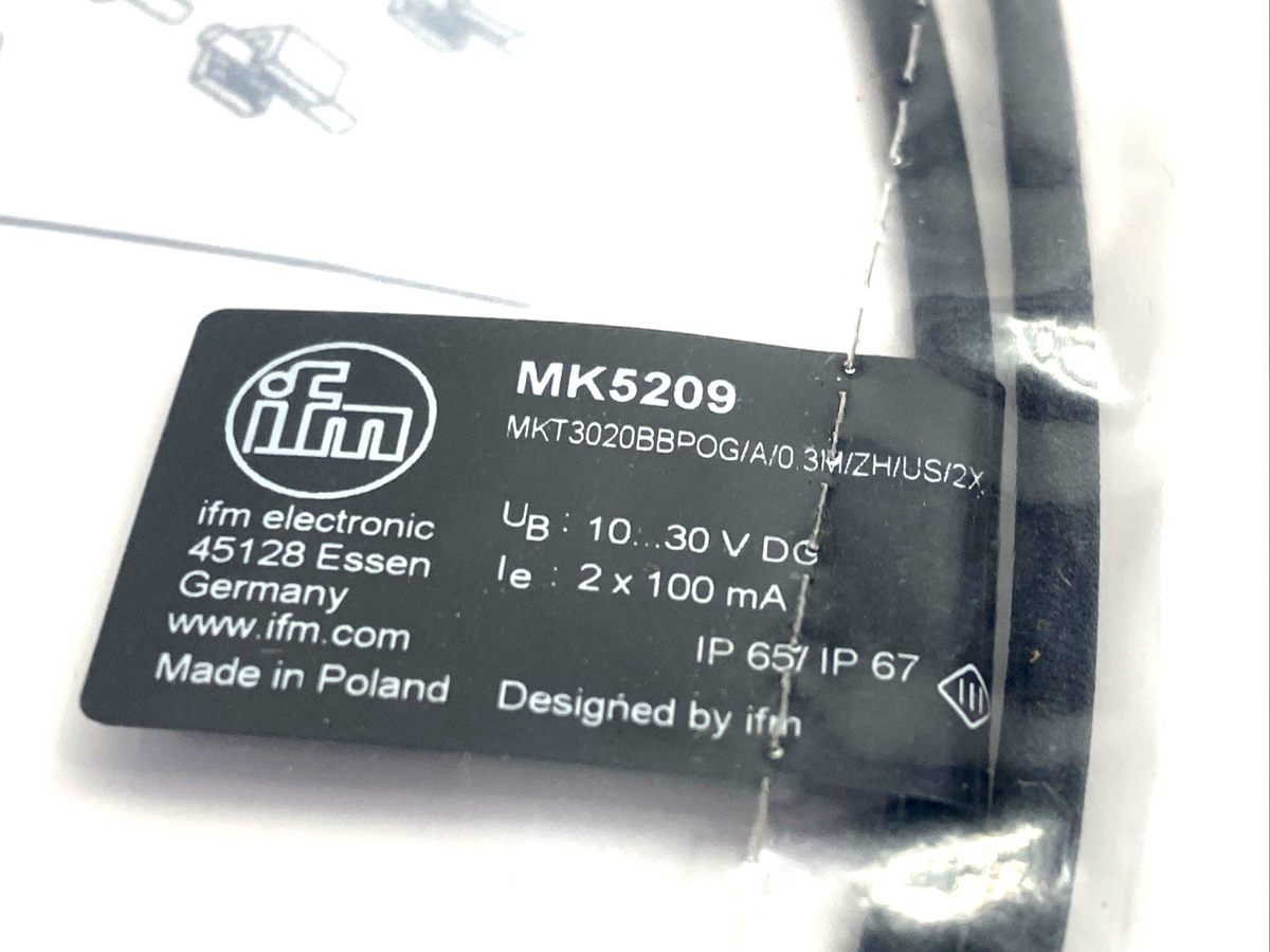 ifm MK5209 T-Slot Cylinder Sensor, 0.3m, MKT3020BBPKG/A/0,3M/ZH/US/2X - Maverick Industrial Sales