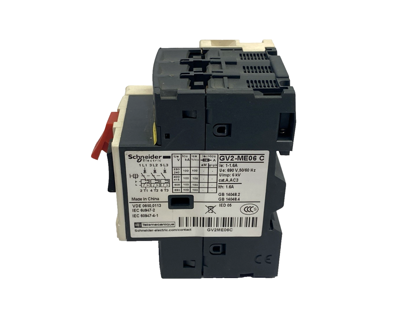 GV2-ME06 C | Schneider Electric GV2-ME06C/1-1.6A Manual Starter Protector 1-1.6A - Used - Maverick Industrial Sales