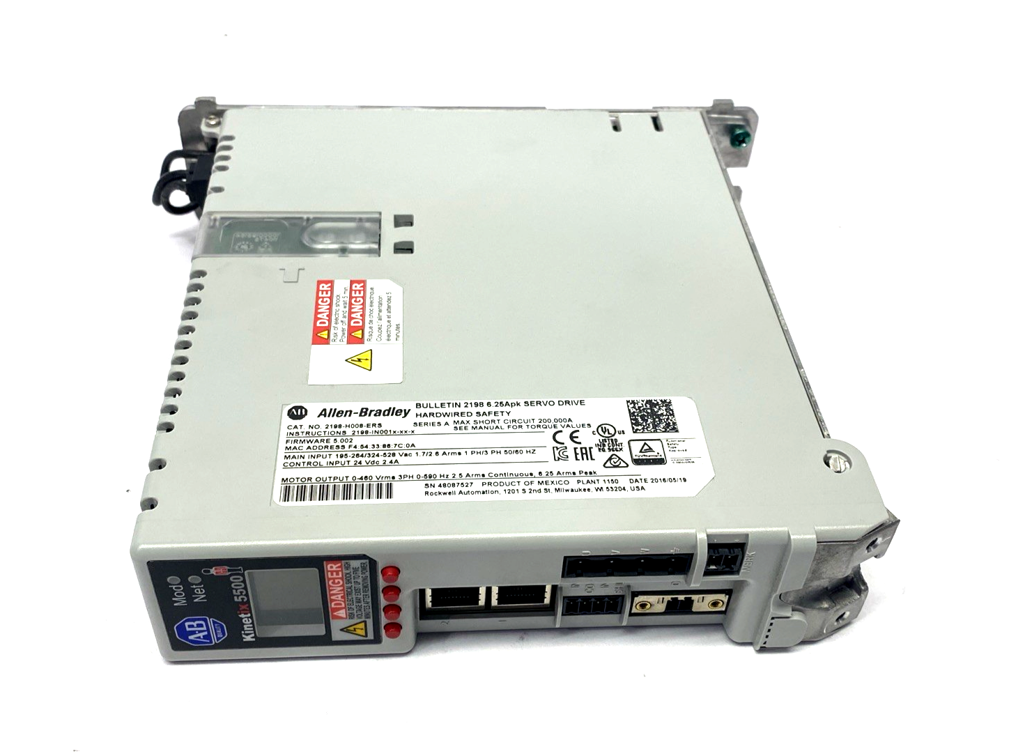 Allen Bradley 2198-H008-ERS Ser. A Kinetix 5500 Servo Drive 6.3A 1.6kW 1PH & 3PH - Maverick Industrial Sales