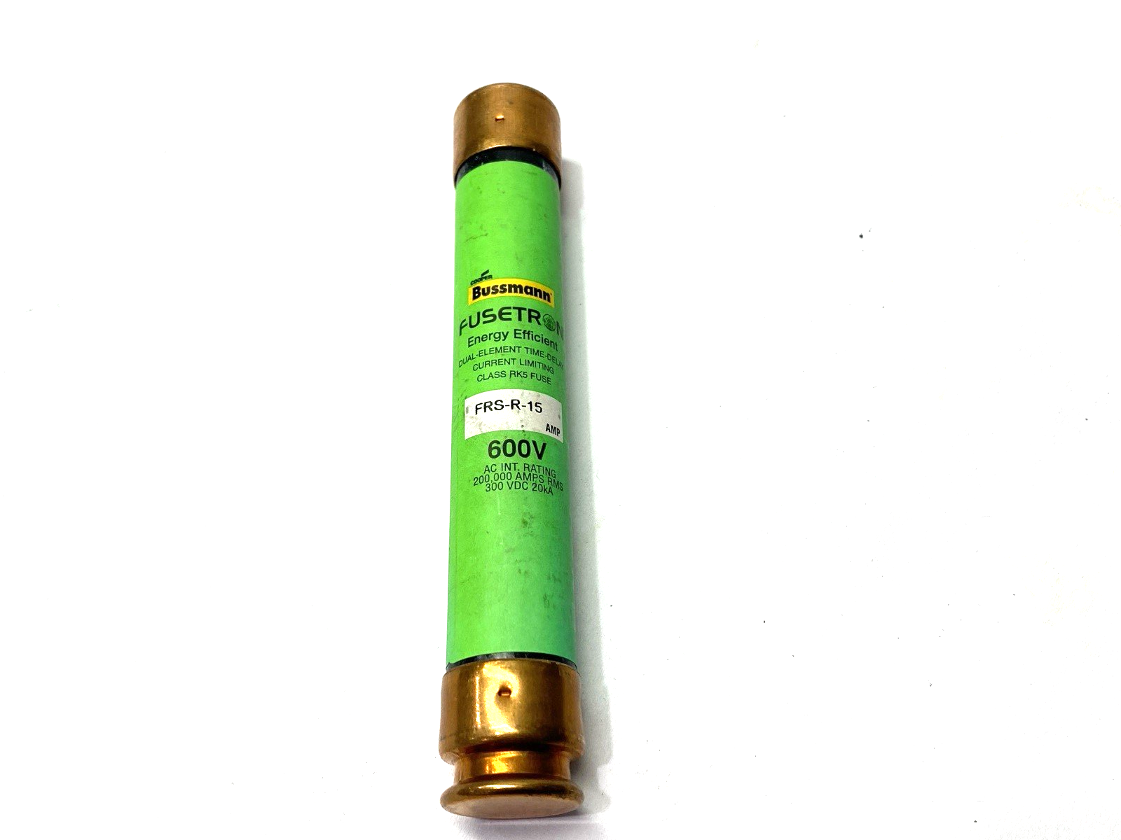 Cooper Bussmann Fusetron FRS-R-15 Time-Delay Fuse Class RK5 600V 15A SHELFWARE - Maverick Industrial Sales