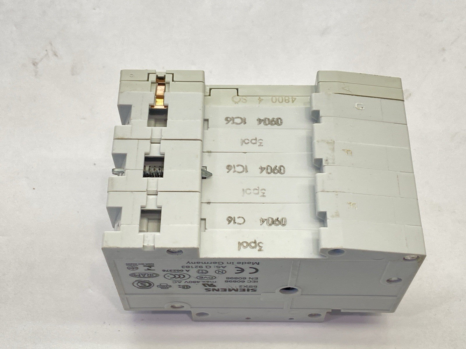 Siemens 5SX23C16 Circuit Breaker 3P 16A 480VAC w/ 5SX9100HS Auxiliary Contact - Maverick Industrial Sales