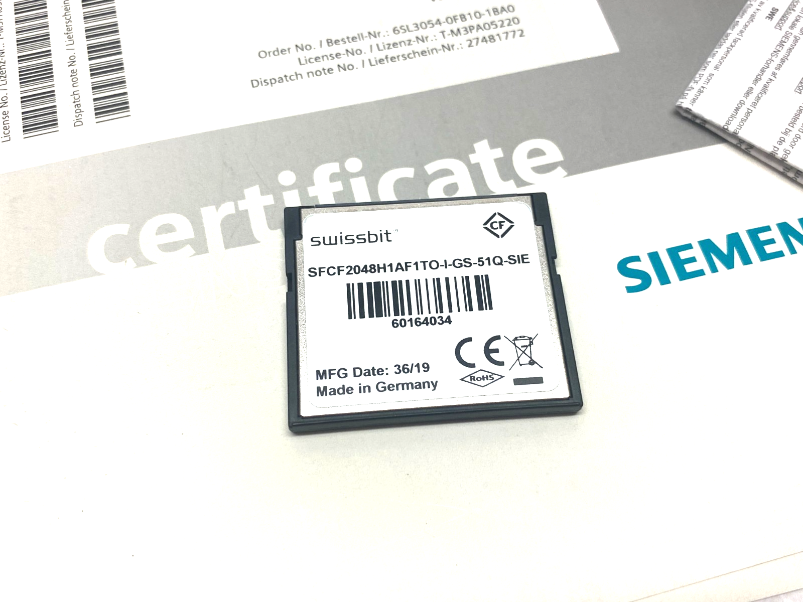 Siemens 6SL3054-0FB10-1BA0-Z SINAMICS S120 CompactFlash Card V5.1 SP1 - Maverick Industrial Sales