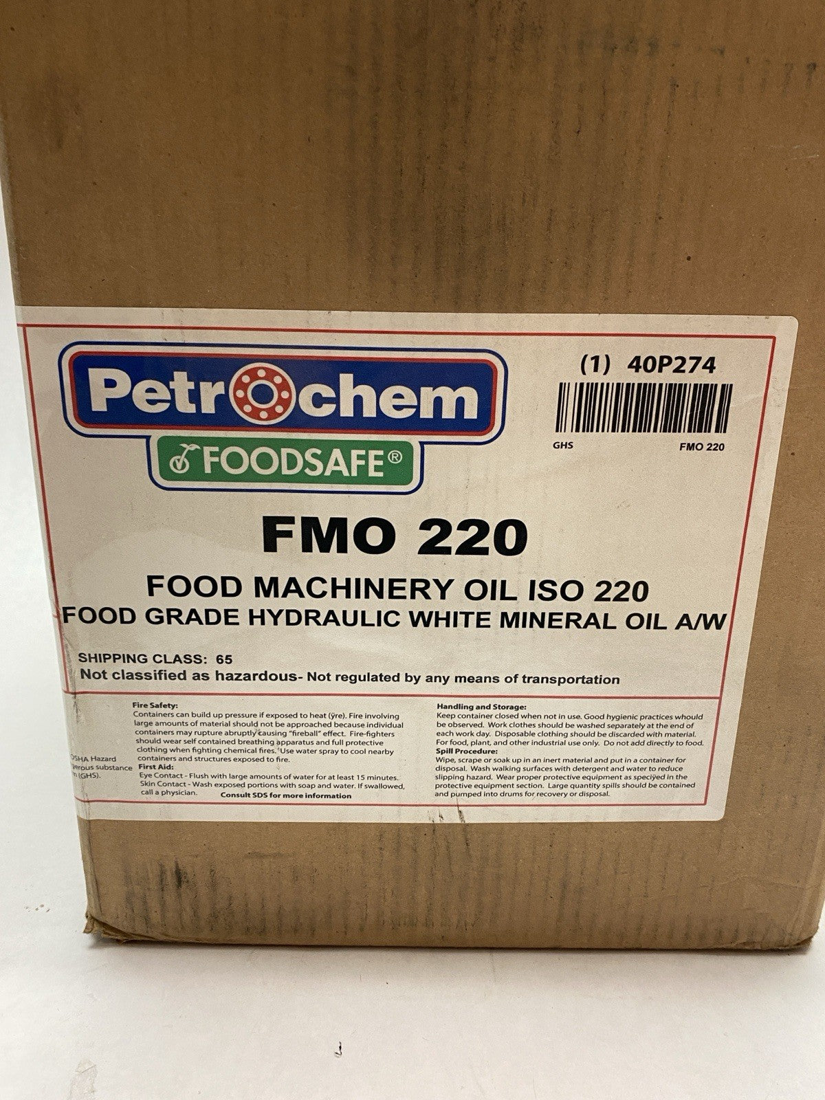 Petrochem 40P274 Foodsafe FMO 220 Food Machinery Oil ISO 220 5 Gallons - Maverick Industrial Sales