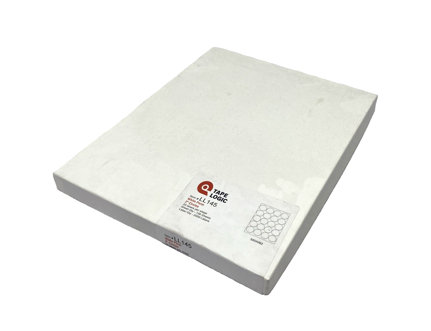 Tape Logic LL145 Laser Labels, White Perm, 2" Circles, BOX OF 2000 LABELS - Maverick Industrial Sales